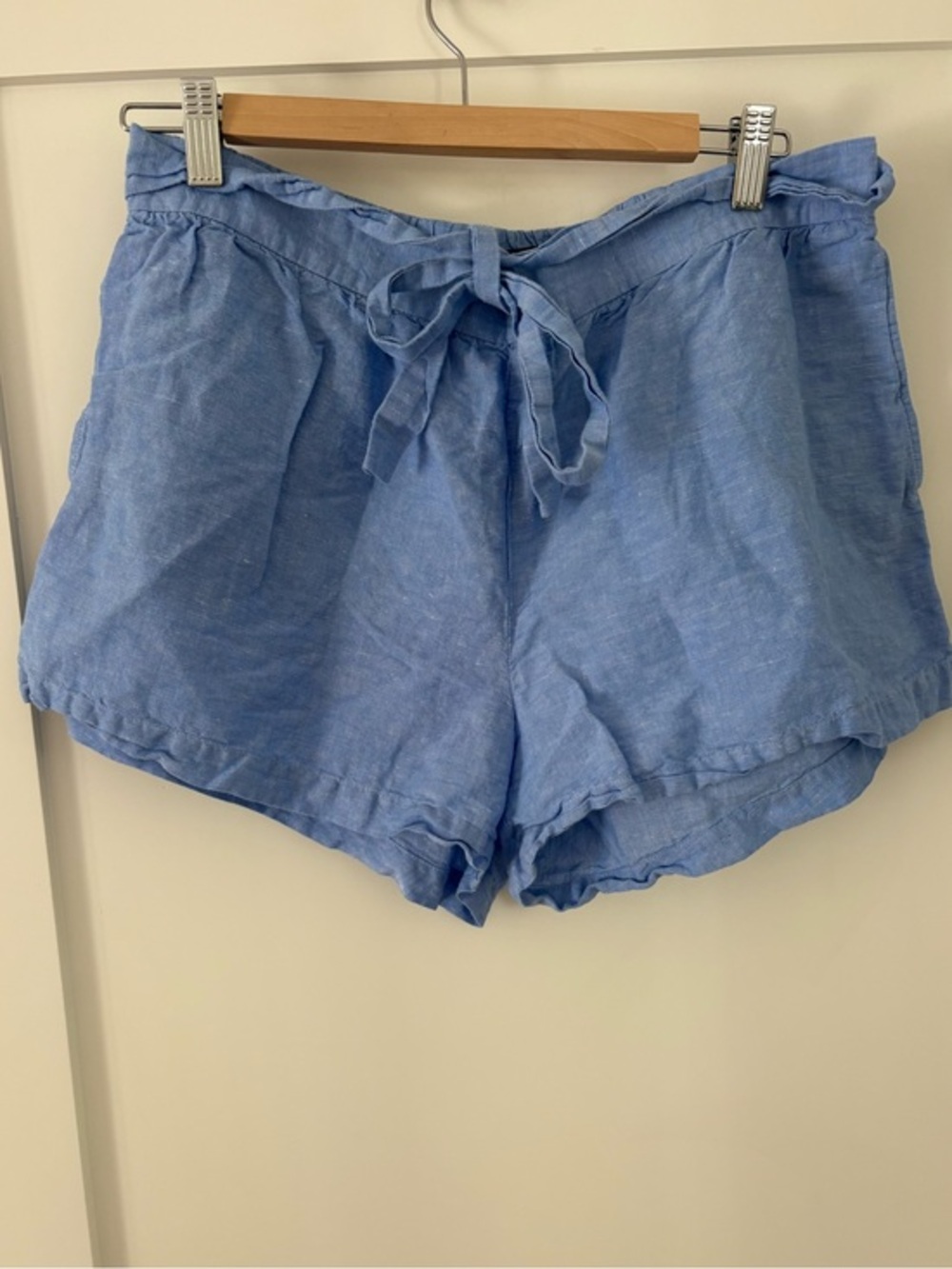 J.Crew Linen Cotton Shorts Light Blue | Elastic Waist | minimalist | Sz medium